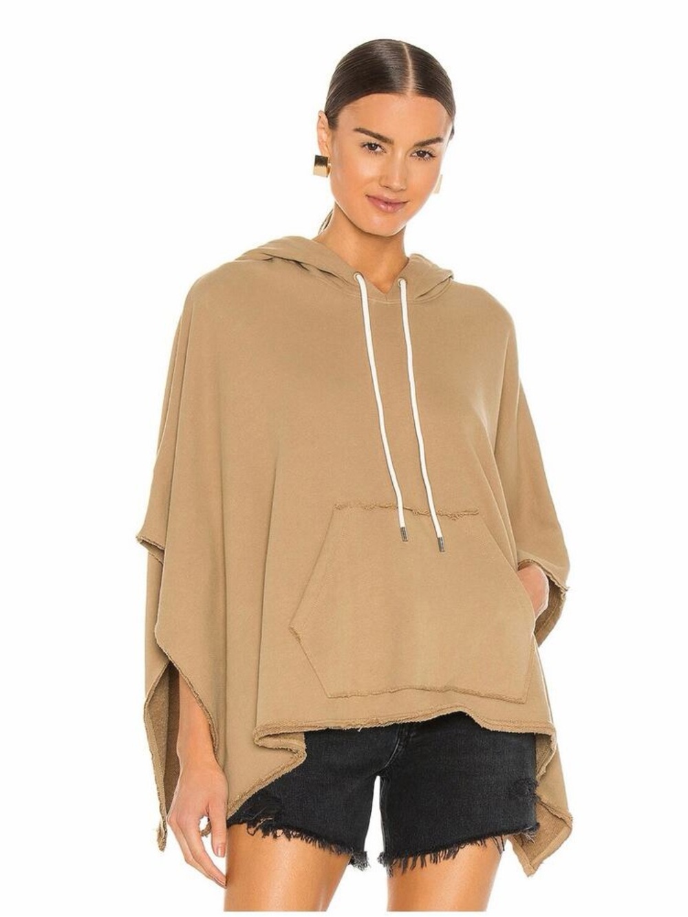 ATM Anthony Thomas Melillo Camel Hooded Poncho Sweatshirt